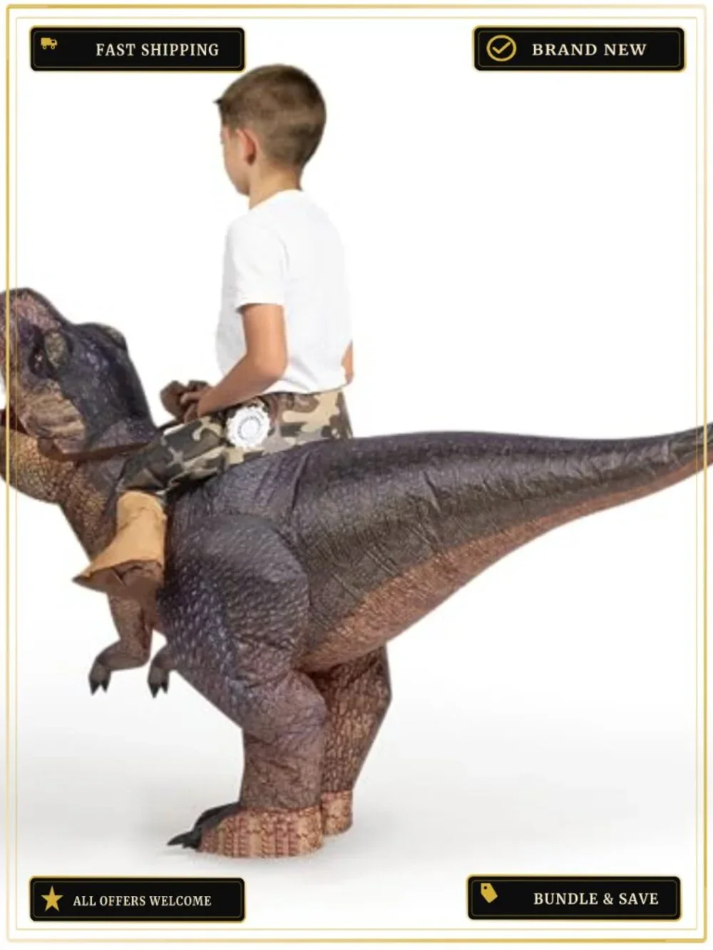 Inflatable T-Rex Dinosaur Costume Kids Ride-On Blow Up Suit